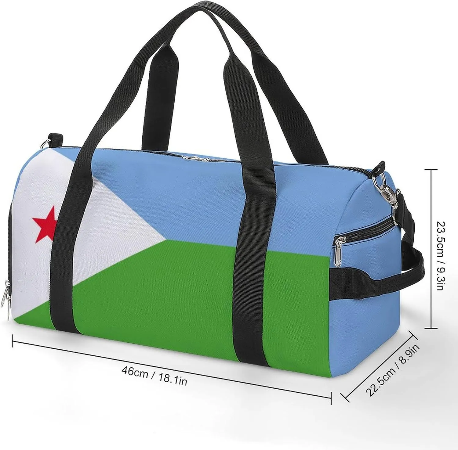Djibouti Flag Gym Bag with Shoe Compartment and Wet Pocket Travel Duffel for Sports