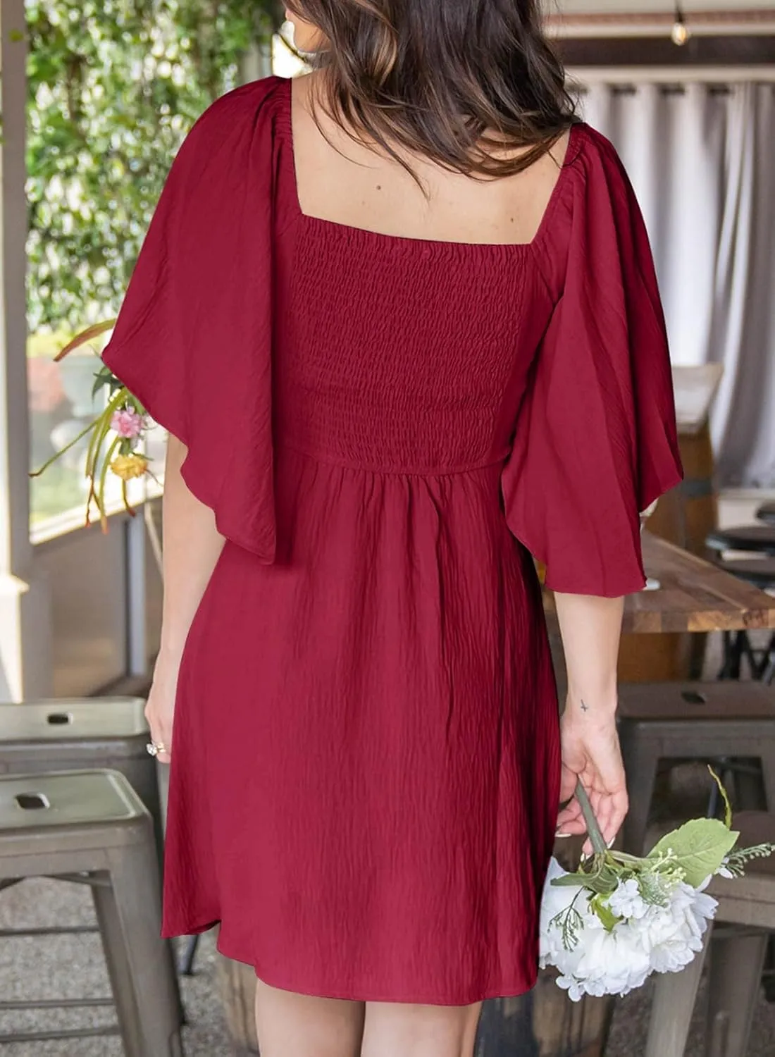 Dokotoo Womens Dresses 2025 Spring Summer Deep V Neck Elegant Bow tie Mini Dress S-XL