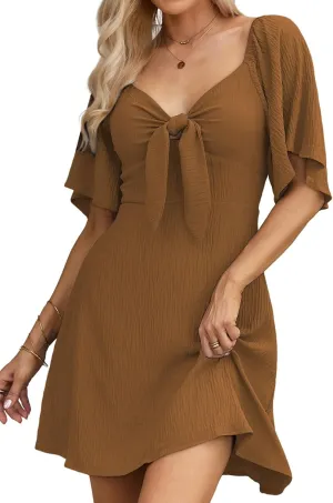 Dokotoo Womens Dresses 2025 Spring Summer Deep V Neck Elegant Bow tie Mini Dress S-XL