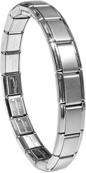 Dolceoro Alphabet Letter Initial, 9mm Traditional Classic Type Italian Modular Charm Bracelet Link - Satin Silver Stainless Steel