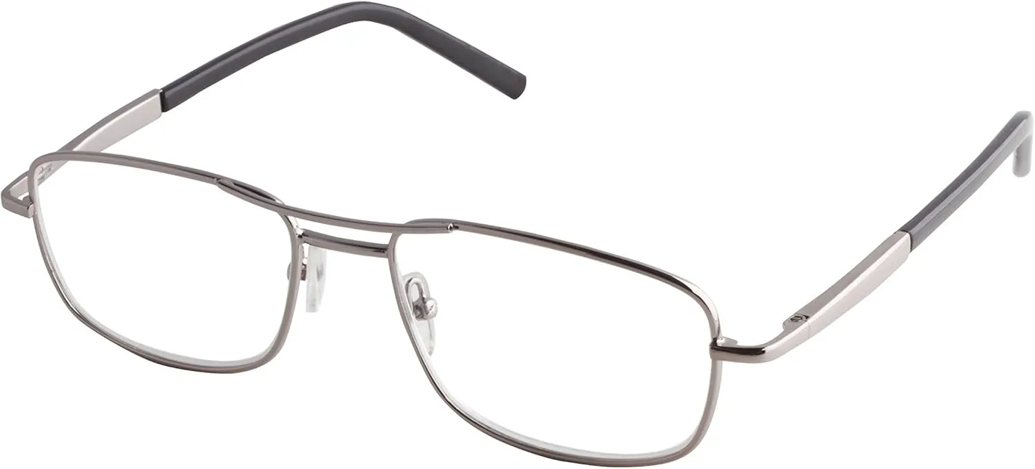 Dr. Dean Edell Premier Silver Metal Aviator with 3/4 Length Black Plastic Temple Tips and SH and DDE Case, 2.25, 0.200 Ounce