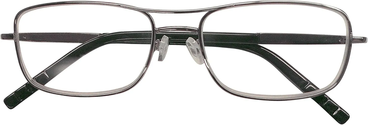 Dr. Dean Edell Premier Silver Metal Aviator with 3/4 Length Black Plastic Temple Tips and SH and DDE Case, 2.25, 0.200 Ounce