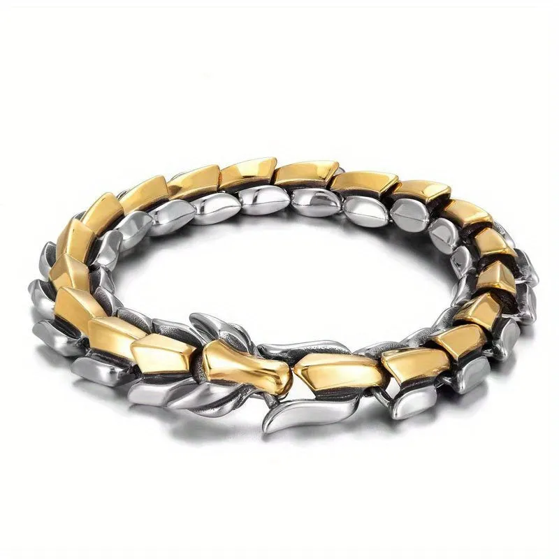 Dragon Ray Explosive Silver Plated Vintage Dragon Monogram Bracelet