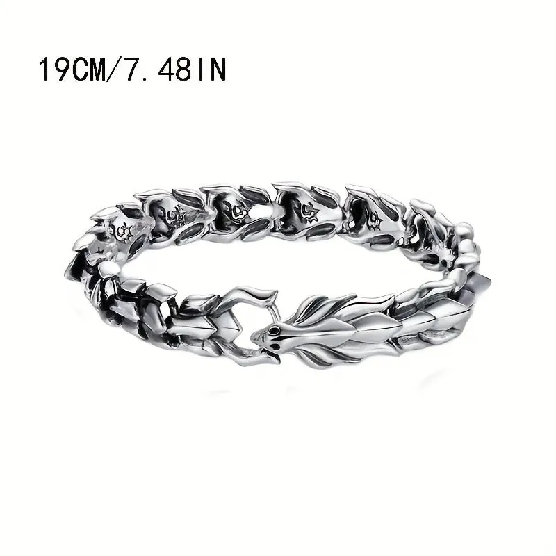 Dragon Ray Explosive Silver Plated Vintage Dragon Monogram Bracelet