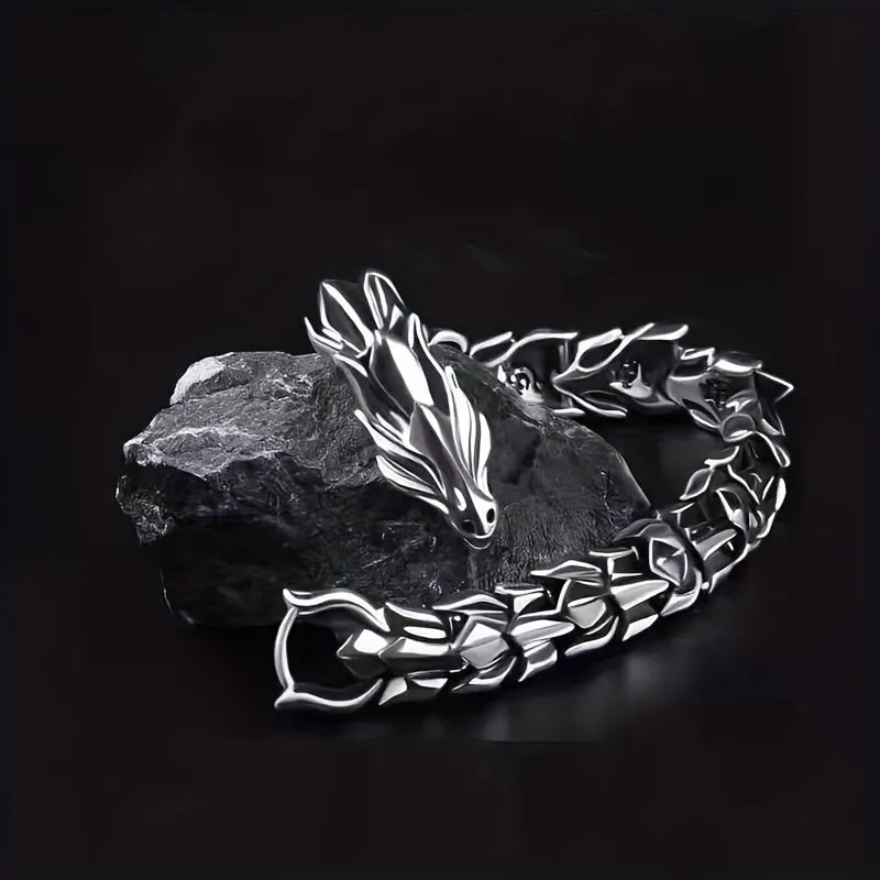 Dragon Ray Explosive Silver Plated Vintage Dragon Monogram Bracelet