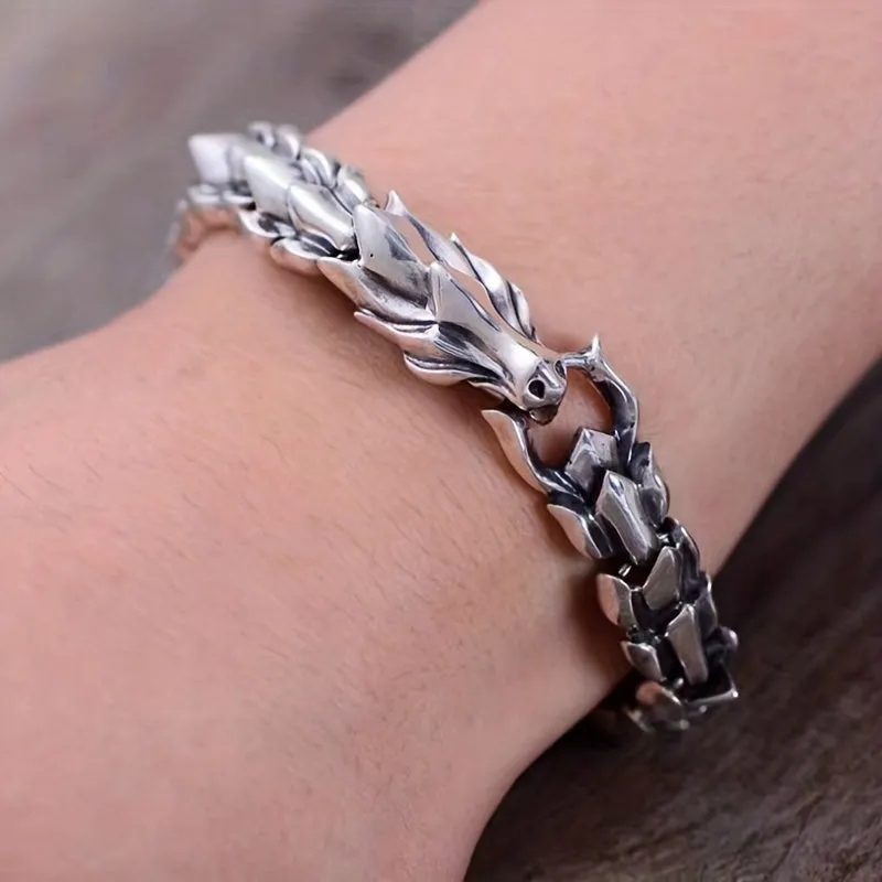 Dragon Ray Explosive Silver Plated Vintage Dragon Monogram Bracelet
