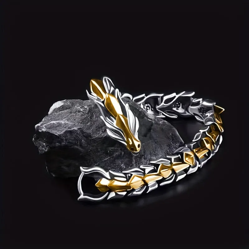Dragon Ray Explosive Silver Plated Vintage Dragon Monogram Bracelet