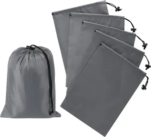 Drawstring Bag with Toggle - Nylon Cinch and Ditty Pouch (Gray, 8 x 11 Inch)