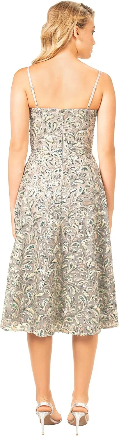 Dress the Population Women's Carlita Fit and Flare Midi Dress