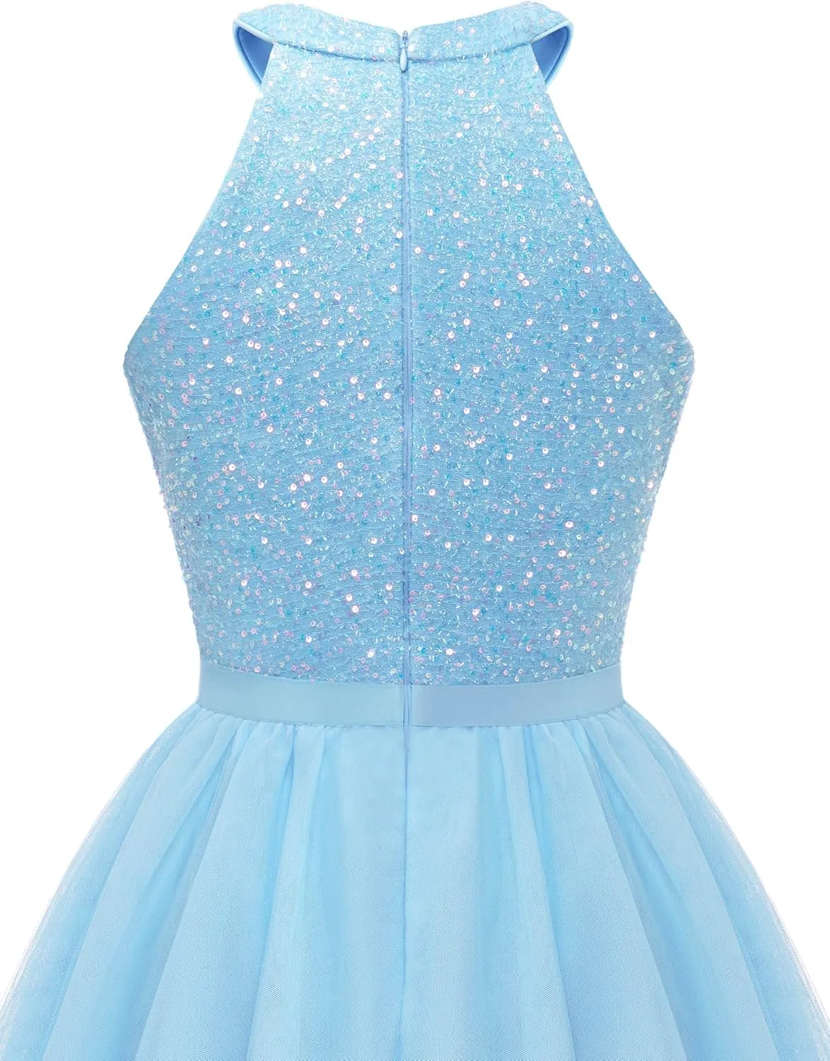 Dressystar Women's Short Halter Cocktail Party Dress Lace Tulle Prom Gown