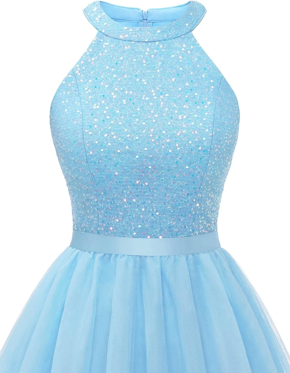 Dressystar Women's Short Halter Cocktail Party Dress Lace Tulle Prom Gown