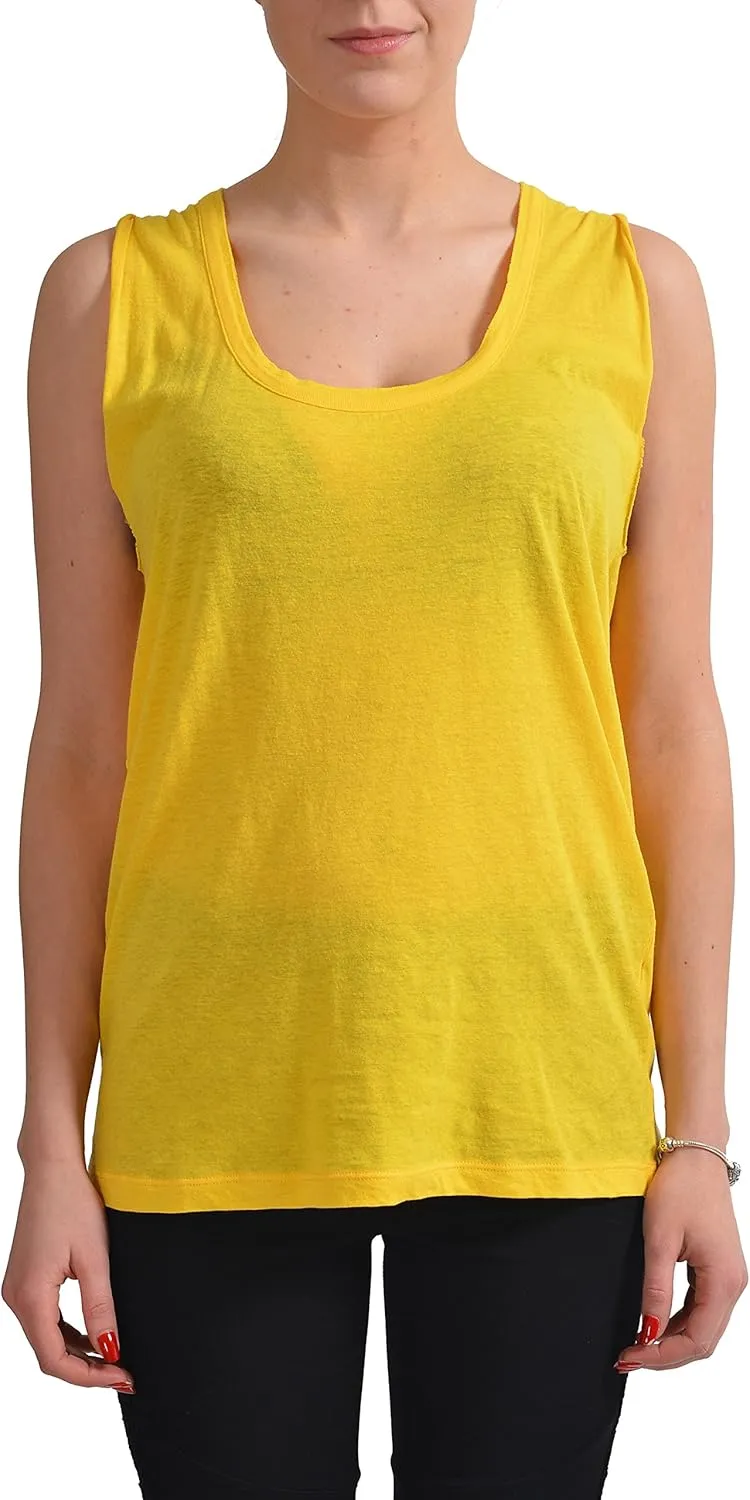 DSQUARED2 Women's Linen Yellow Sleeveless Crewneck Top US M IT 42