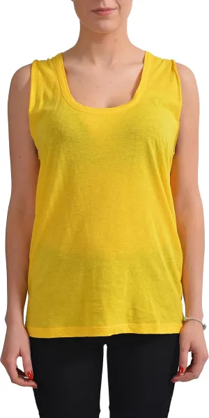DSQUARED2 Women's Linen Yellow Sleeveless Crewneck Top US M IT 42