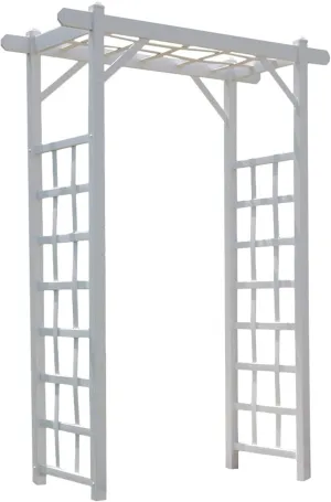 Dura-Trel PVC Garden Arbor, Arch Support for Climbing Plants, Elmwood, White, 57" x 85"