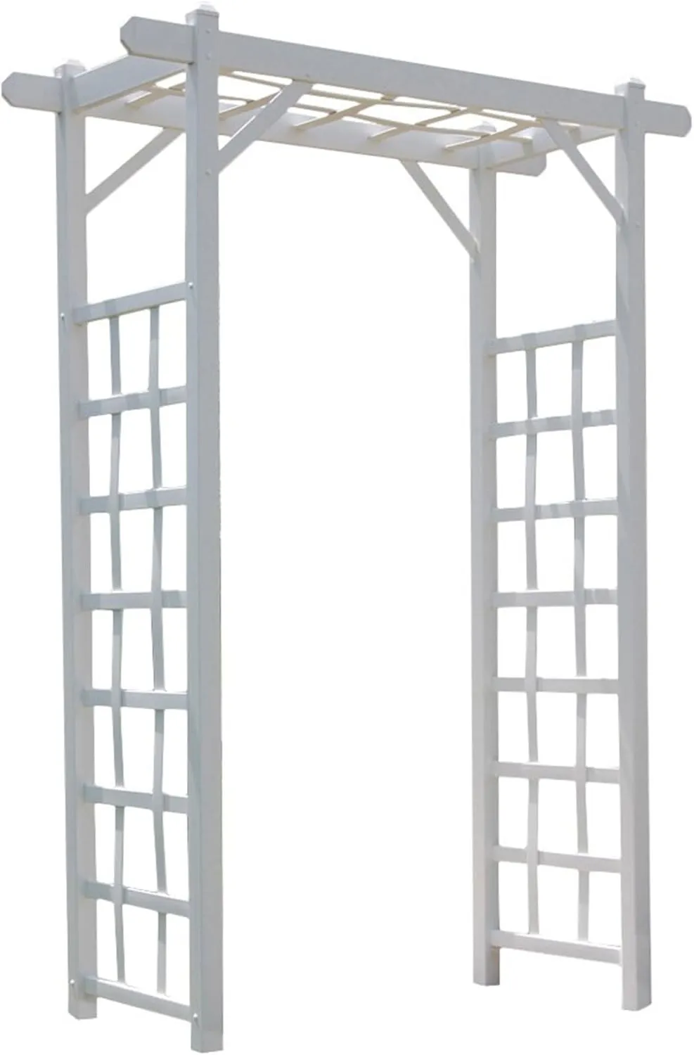 Dura-Trel PVC Garden Arbor, Arch Support for Climbing Plants, Elmwood, White, 57" x 85"