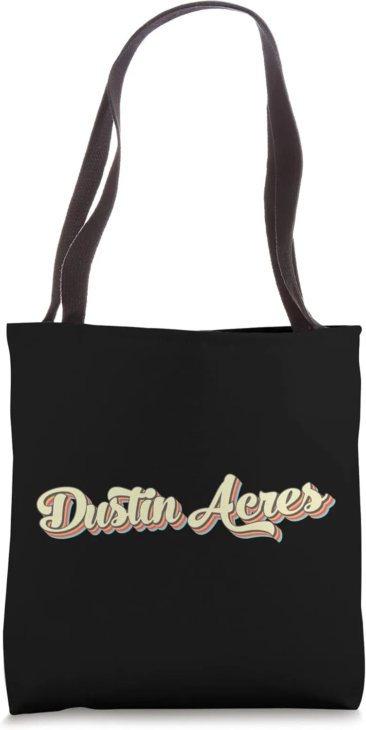 Dustin Acres TShirt Retro Art Baseball Font Vintage Tote Bag