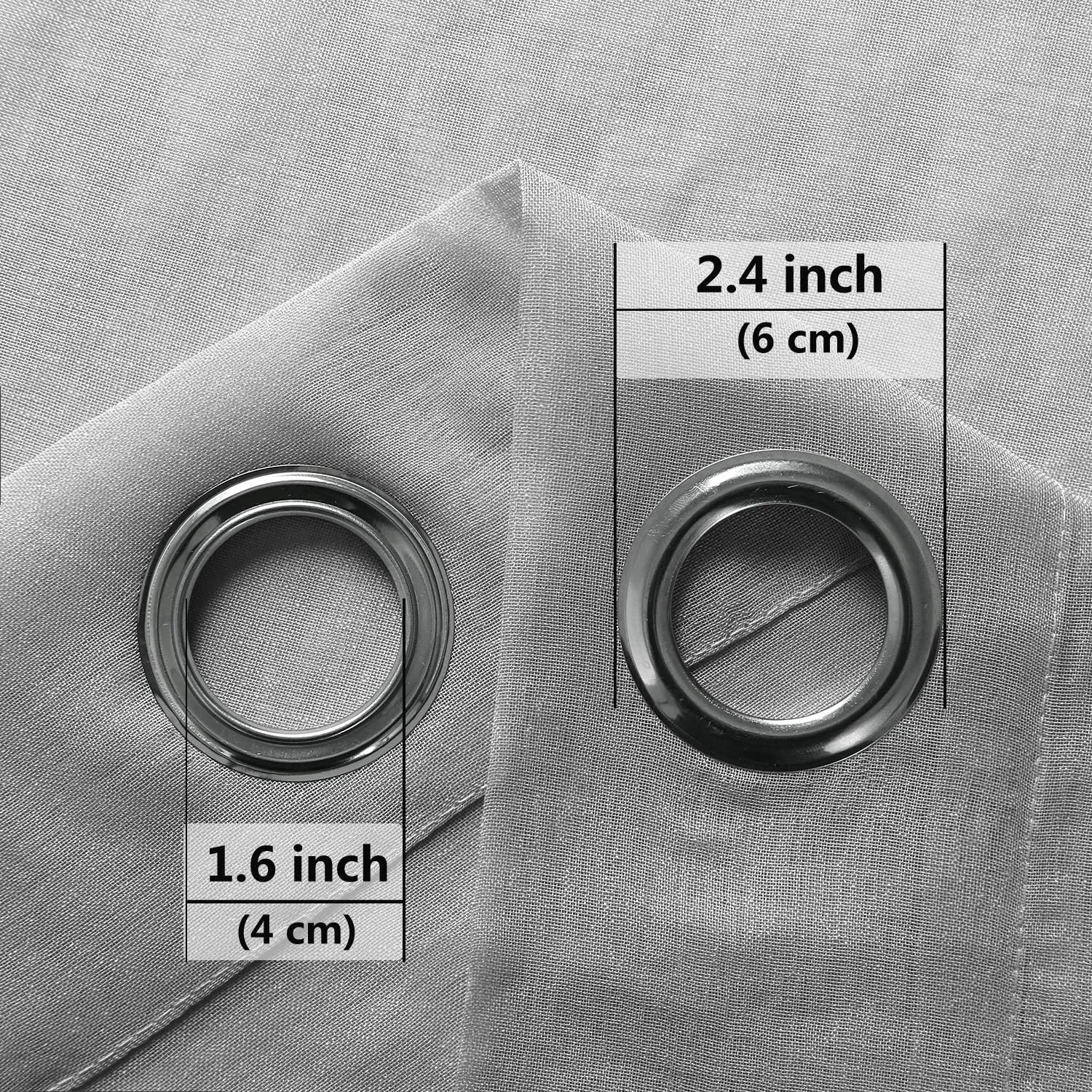 DWCN Sheer Curtains for Living Room Grey Faux Linen Look Voile Drapes Grommet Window Curtain 52 x 84 Inch Long, Set of 2 Panels