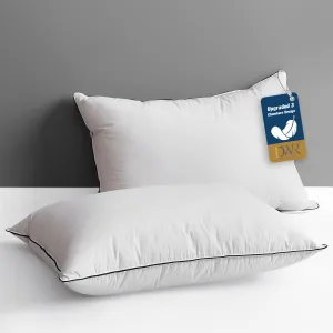 DWR Goose Feather Down Core Pillow Surrounded by Polyester 2 Pack, 100% Organic Cotton Covered, Medium Support, Standard Size Bed Pillow Inserts(20x26, Set of 2)