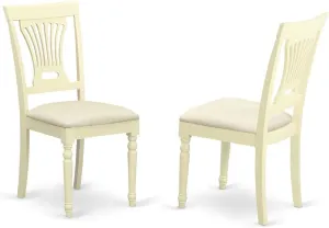 East West Furniture Plainville Kitchen Dining Linen Fabric Upholstered Solid Wood Chairs, Set of 2, Buttermilk & Cherry