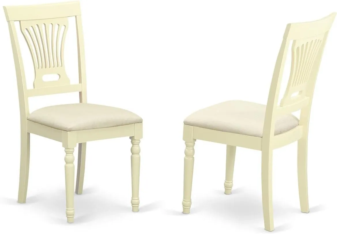 East West Furniture Plainville Kitchen Dining Linen Fabric Upholstered Solid Wood Chairs, Set of 2, Buttermilk & Cherry