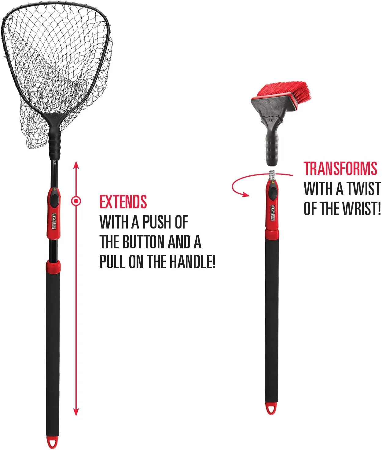 EgoS2 Slider Fishing Net, Ultimate Fishermen’s Tool, Telescoping Handle, Replaceable Head, Salt & Freshwater, 2 Year Warranty, 18-36" Handle