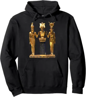 Egyptian Trinity Horus Osiris and Isis Statue Pullover Hoodie