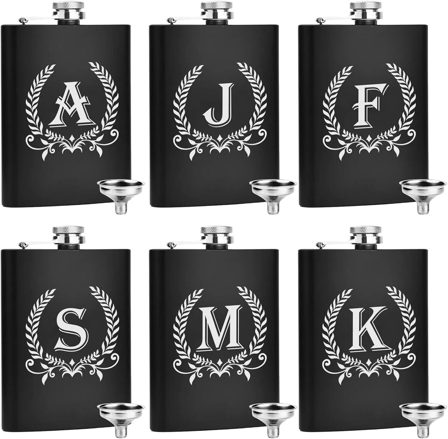 ELEGANTPARK Hip Flasks for Liquor for Men with Initials Monogrammed Gifts for Men Birthday Personalized Gifts for Him Groomsmen Dad Engraved Hip Flask with Funnel 8 OZ Letter A