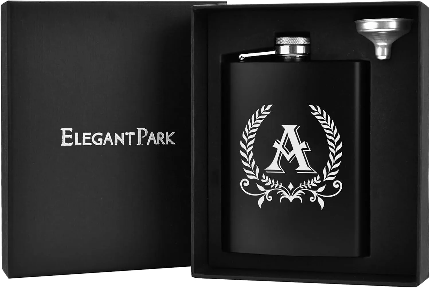 ELEGANTPARK Hip Flasks for Liquor for Men with Initials Monogrammed Gifts for Men Birthday Personalized Gifts for Him Groomsmen Dad Engraved Hip Flask with Funnel 8 OZ Letter A