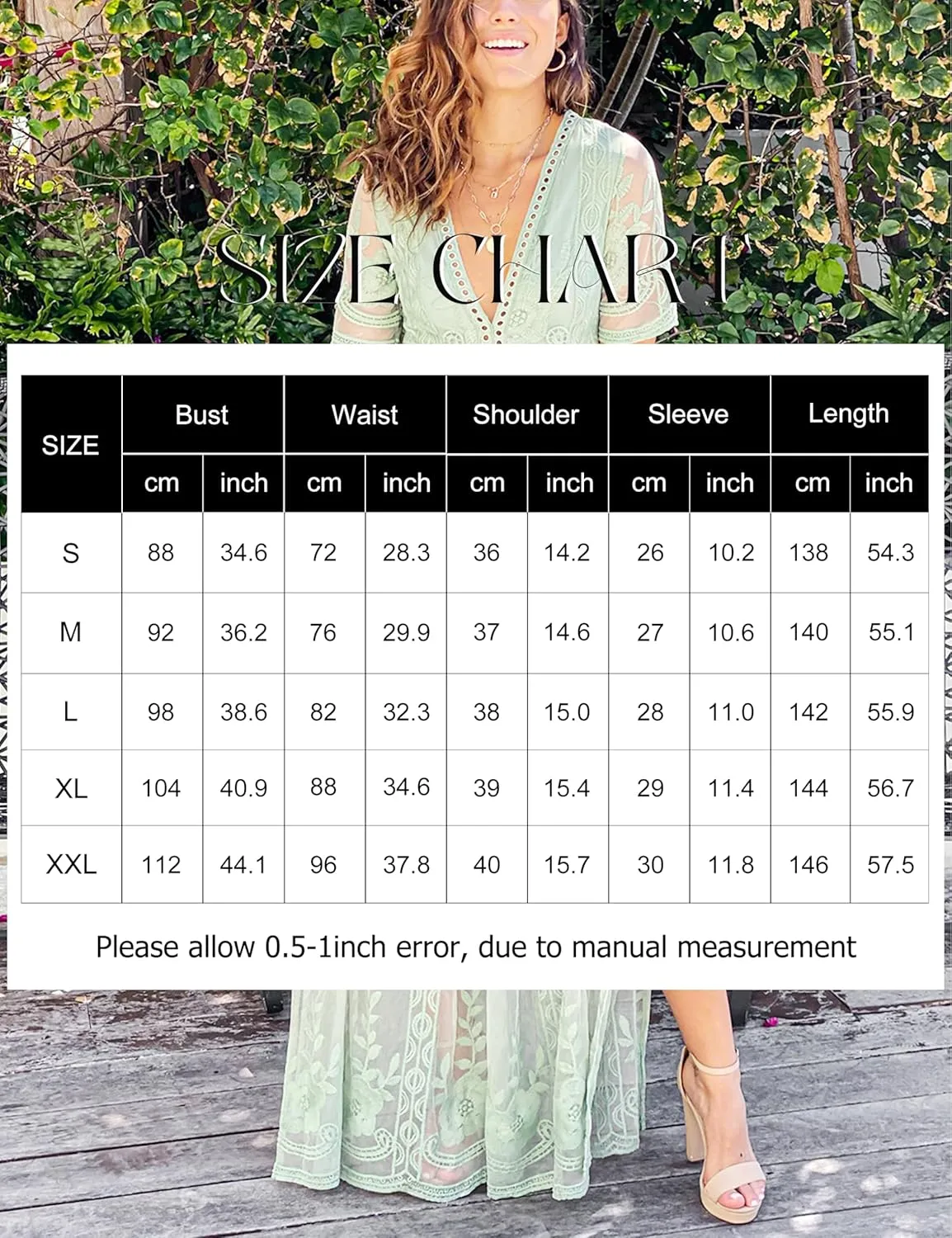 Eleter Women's Deep V-Neck Lace Romper Short Sleeve Long Dress