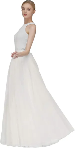 EllieHouse A Line Long Maxi Bridesmaid Tulle Skirt for Wedding Evening Party Prom P68