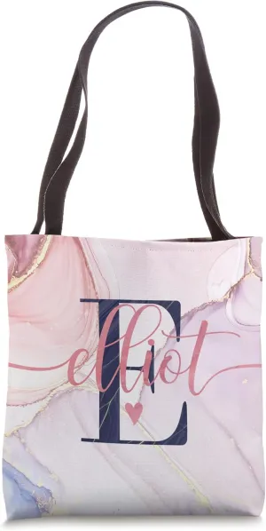 Elliot Letter E Initial Monogram Calligraphy Personalized Tote Bag