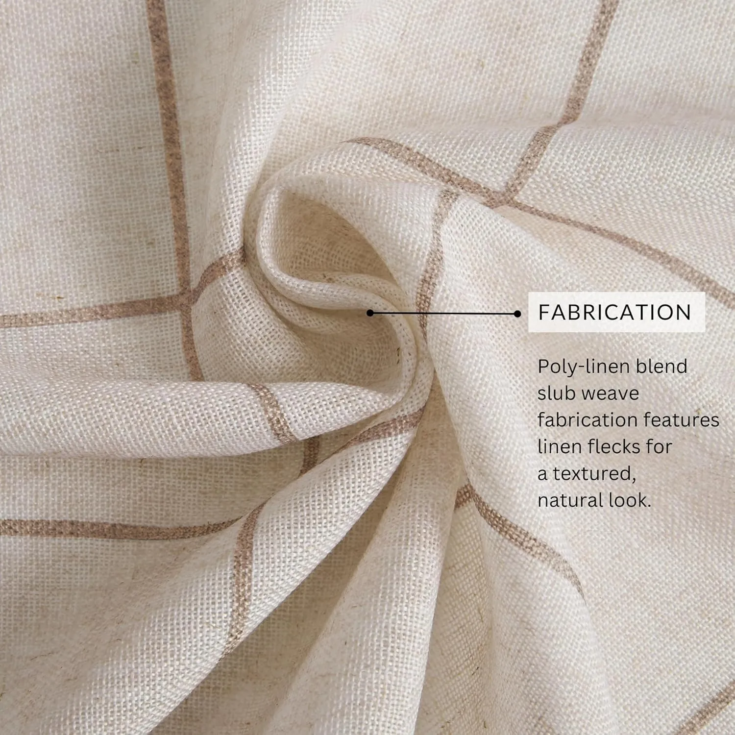 Elrene Home Fashions Brighton Windowpane Plaid Blackout Window Curtain, Living Room and Bedroom Drape with Rod Pocket Tabs, 52" x 84", Linen, 1 Panel