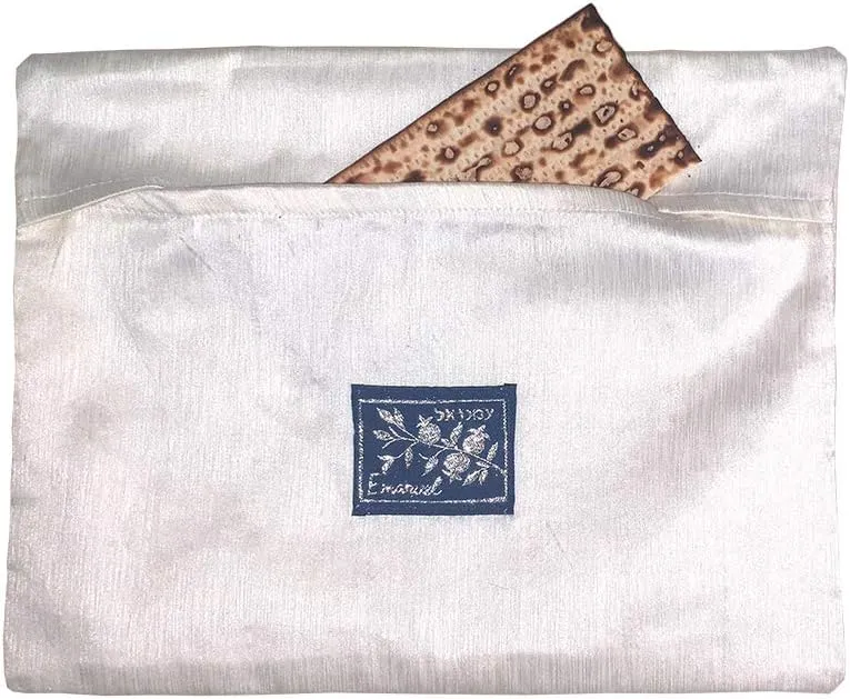 EMANUEL Yair Afikoman Cover for seder Pesach Passover | Cotton Embroidery Matzah Cover (Pomegranates 2 AME-10)