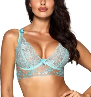 Embroidered Tulle Semi-Corset Bra V-10121