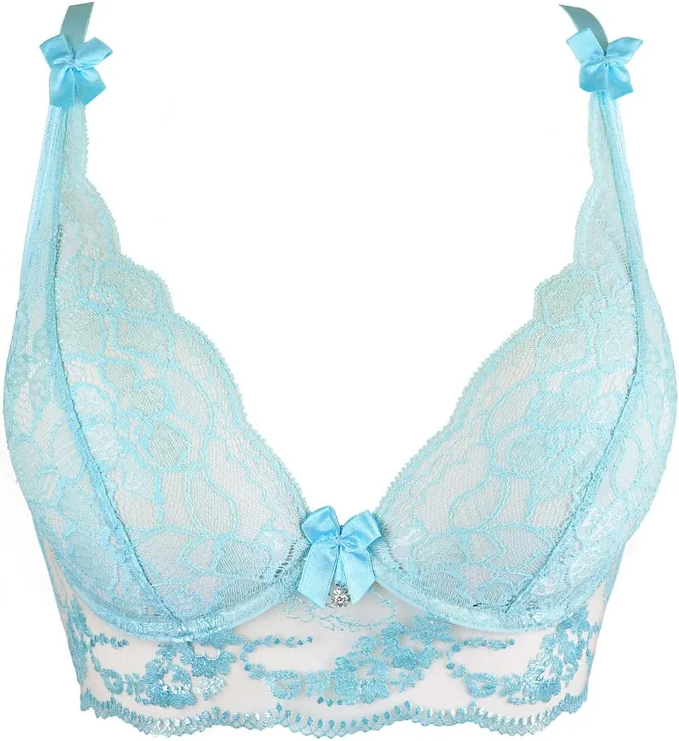 Embroidered Tulle Semi-Corset Bra V-10121
