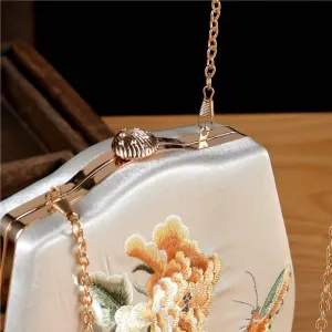 Embroidered Vintage Handbag For Women Cheongsam Gift Bag Handmade Embroidered Flower Banquet Bag