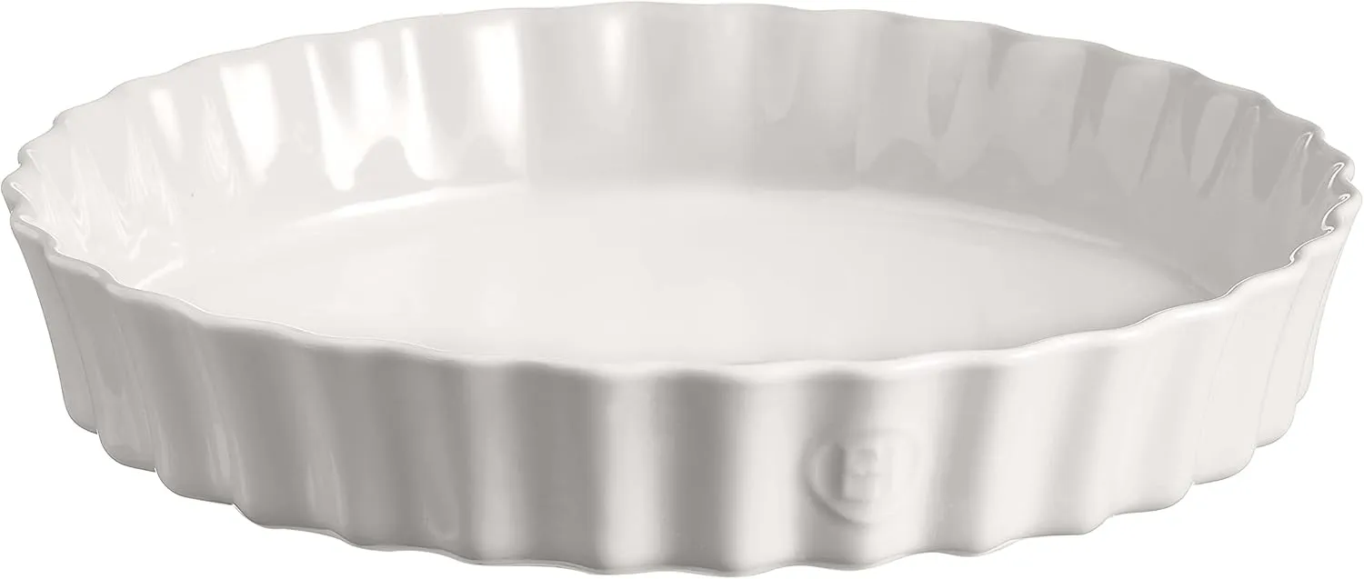 Emile Henry 12.6" x 2.2" Deep Flan Dish, Flour White
