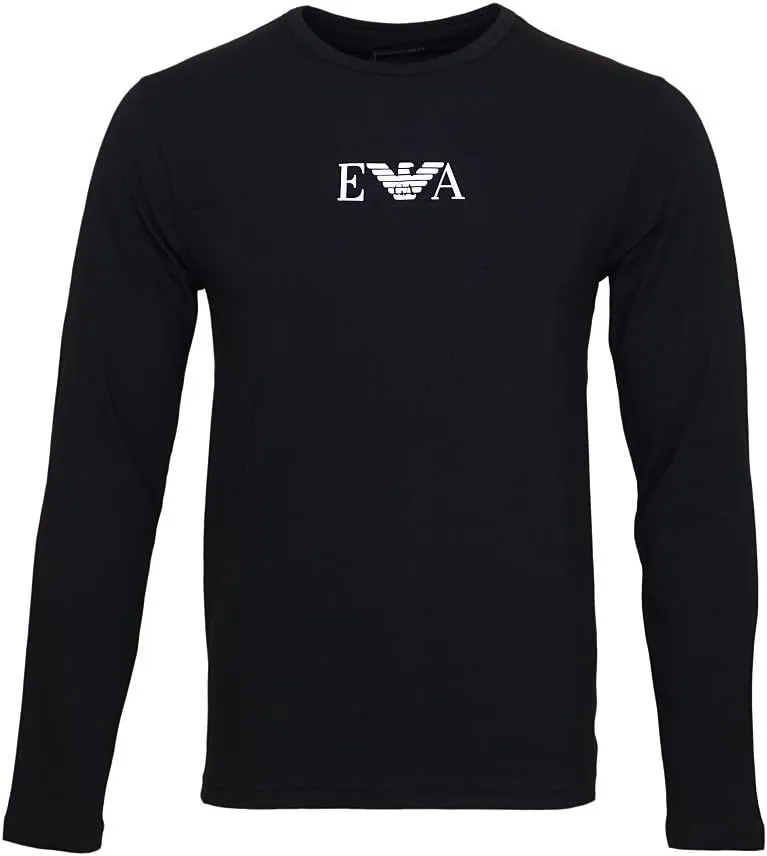 Emporio Armani Men's Monogram 2-Pack Long Sleeve Crew Neck T-Shirt