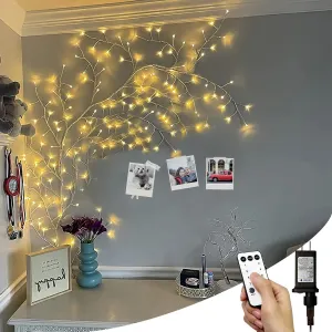 Enchanted Willow Vine Lights with Remote, Christmas Swags Decorations Indoor Room Decor, 18 Branches 144 LEDs Lighted Willow Vine Lights for Walls Bedroom Home Decor, White Branch