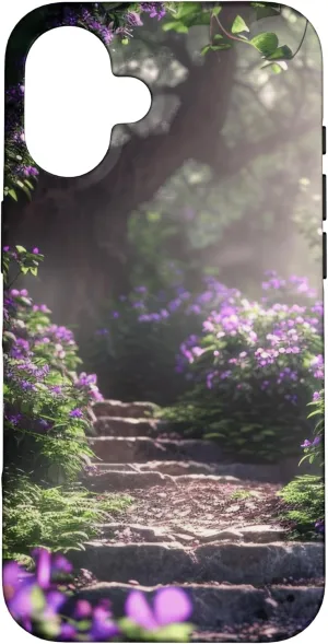 Enchanting Forest Trail with Purple Wildflowers Case for iPhone 16