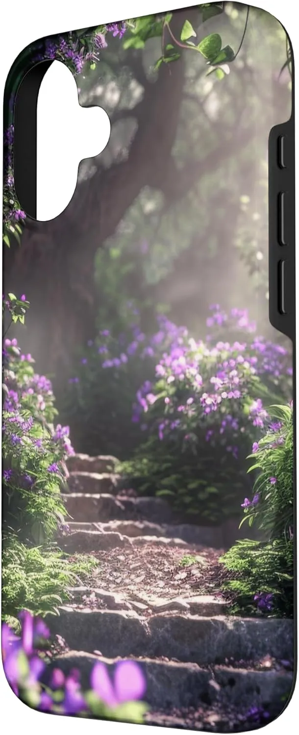 Enchanting Forest Trail with Purple Wildflowers Case for iPhone 16