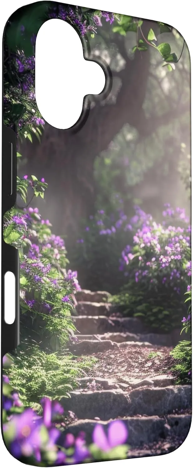 Enchanting Forest Trail with Purple Wildflowers Case for iPhone 16