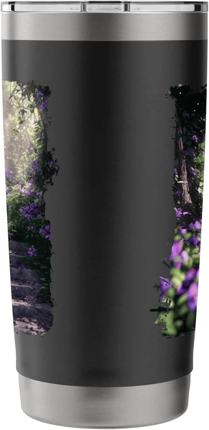 Enchanting Forest Trail with Purple Wildflowers Stainless Steel Insulated Tumbler