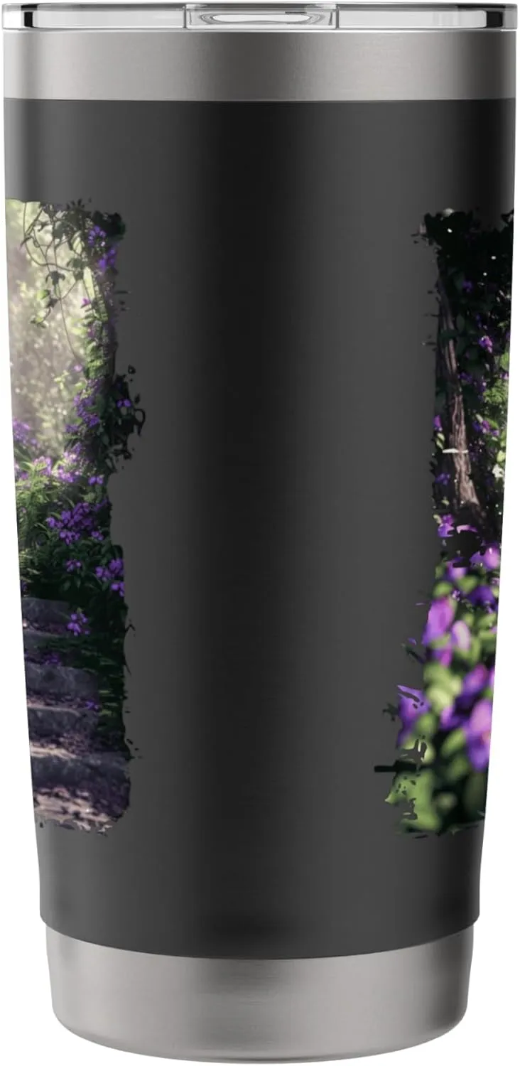 Enchanting Forest Trail with Purple Wildflowers Stainless Steel Insulated Tumbler