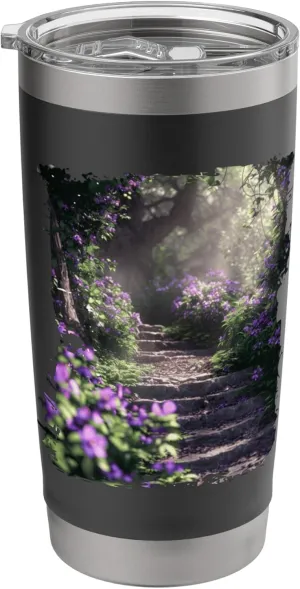 Enchanting Forest Trail with Purple Wildflowers Stainless Steel Insulated Tumbler