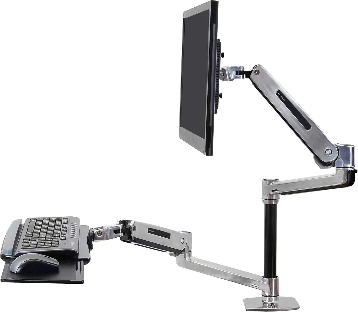 Ergotron – WorkFit-LX Sit-Stand Single Monitor and Keyboard Arm, VESA Desk Mount – for Monitors Up to 42 Inches, 7 to 25 lbs – Polished Aluminum