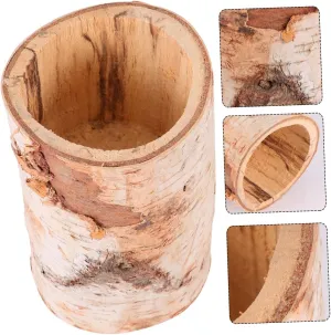 ERINGOGO Birch Flower Pot Wooden Planter Miniature Garden Decor Handmade Bonsai Pot for Indoor Outdoor
