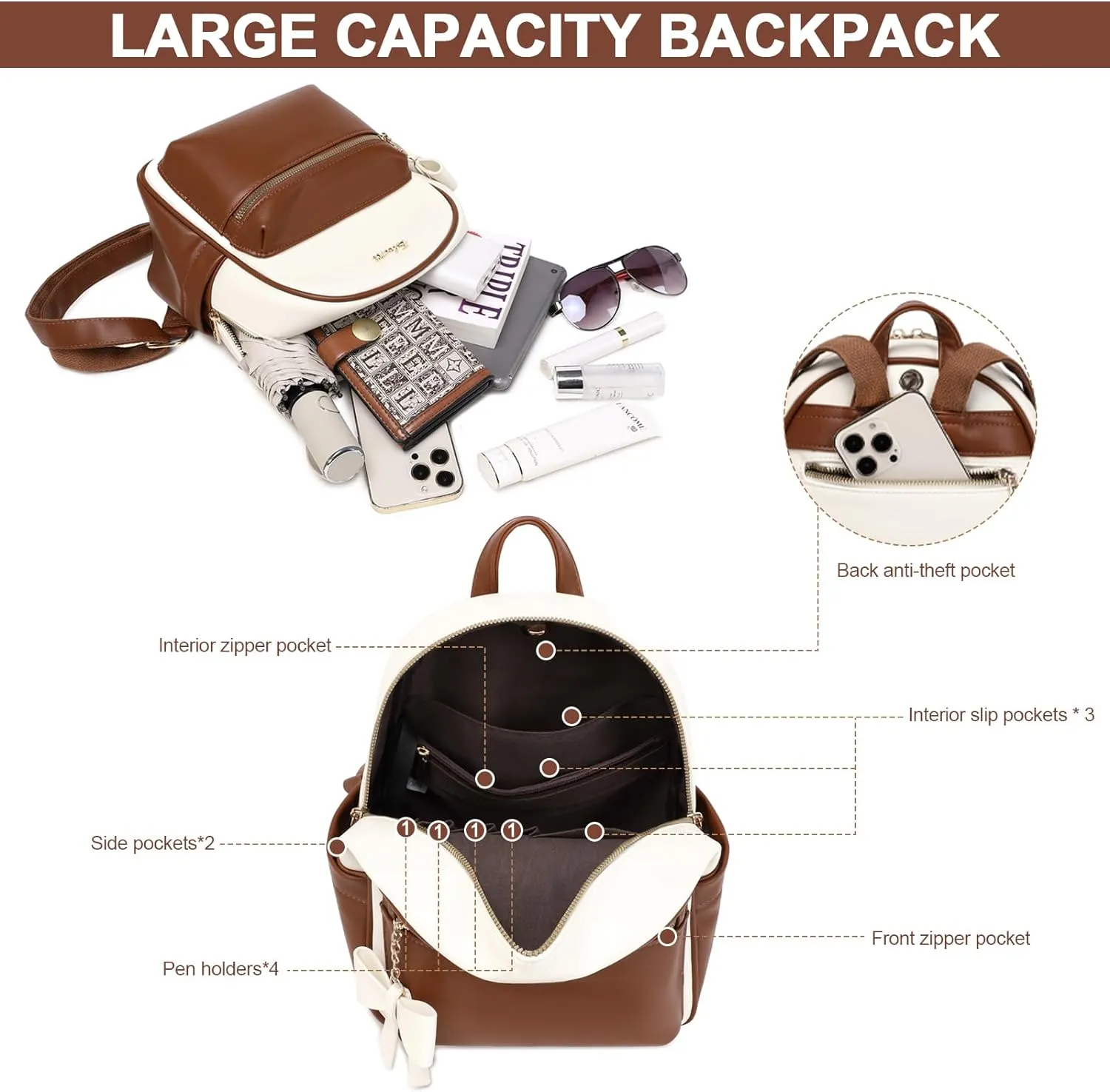 Eslcorri Mini Backpack Purse for Women - Girls Bowknot Fashion Backpack Small Leather Cute Travel Daypacks with Wallet 2-PCS Casual Ladies Convertible Shoulder Handbag - Green