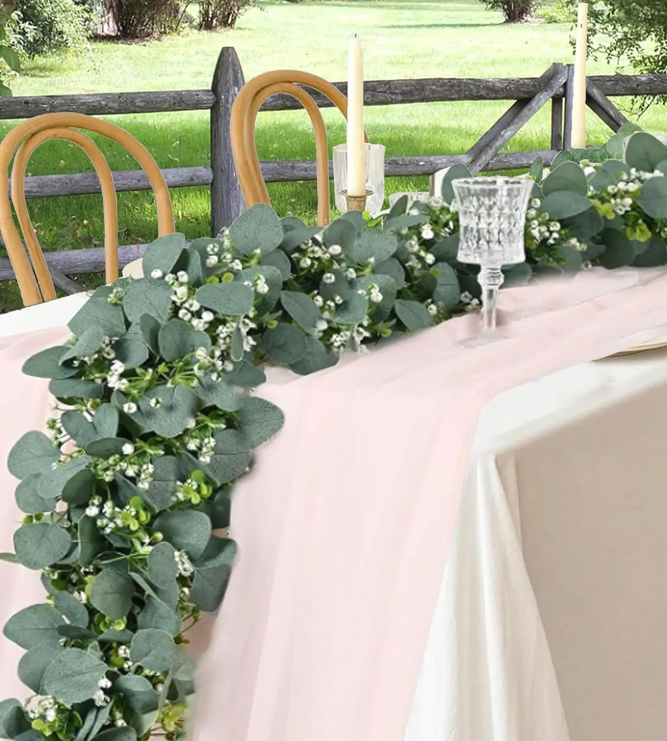 Eucalyptus Garland 2PCS 6FT Artificial Ivy Greenery Fake Silver Dollar Eucalyptus Leaves Vines Table Decor Green Vine Spring Artificial Vines for Home Mantle Party Decor Indoor/Outdoor