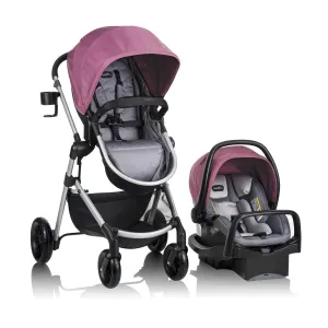Evenflo Pivot Modular Travel System, Lightweight Stroller, Sleek & Versatile, Easy Infant Car Seat Transfer, Oversized Storage Basket, Travel Stroller, 3-Panel Canopy, Dusty Rose